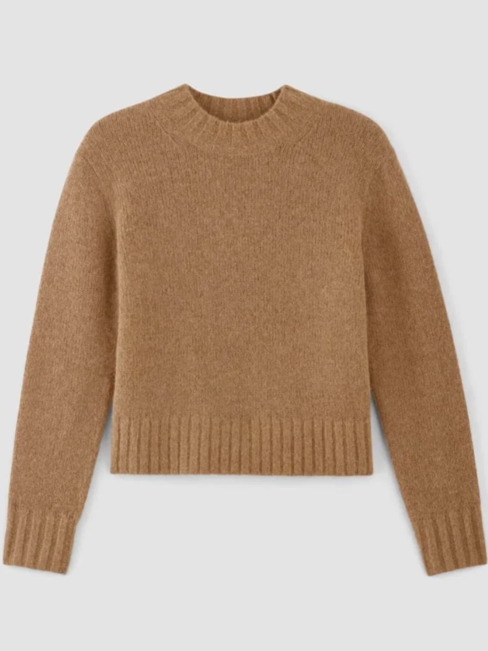 Everlane Alpaca Cropped Camel Crewneck Sweater